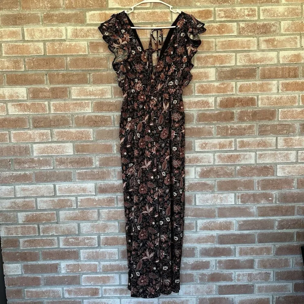 NWT Madewell Ruffled Jumpsuit Fall Floral Small Wide Leg Small